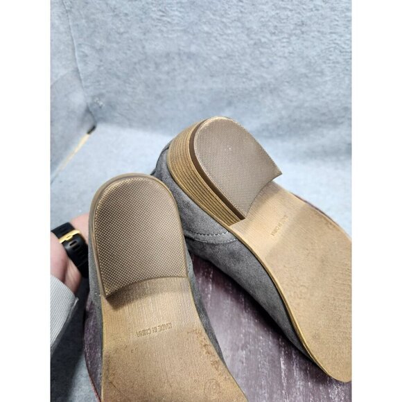 Gray Womens Suede Ankle Boots With Wooden Block Heel & Side Zipper - Picture 8 of 13